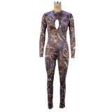 Toloer Women's 2024 New Chest Hollow Long Sleeve Open Back Jumpsuit Jumpsuit-Outfit