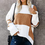 And Winter New Striped Retro Street Sweater Bumping Round Collar Knitting
