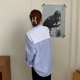 Blouses Shirts Women Blue Striped Elegant Loose Large Size Chic Fashion Scarf Collar New Leisure Womens Shirt
