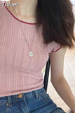 Crop Tops 2023 Women's Clothing O-neck Ruffles Tunic Sweet Tanks Korean Chic Casual Fashion Summer Waistcoat Ropa