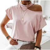 Shoulder O-neck Short Sleeve Women's Tshirt Loose Solid Ovesize Ladies Tshirts 2021 Fashion Casual Women Summer Clothes