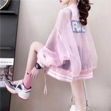 Summer Harajuku Sun Protection Coat Long Sleeve Transparent Jacket Gradient Sequin Female Jacket Women Feminine