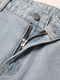 Fashion Women's Cotton Jeans High Waist Loose Long Straight Pocket Wide Leg Blue Denim Pants Spring 2023 Trend New