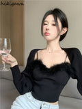 2 Piece Set Women Crop Tops Sexy Sling Vest Long Sleeve Cardigan Coat Outfits Rouopas Femme Sexy Tunic Suit Y2k