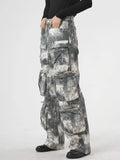 Fashion Women's Camouflage Jeans High Waist Multi Pocket Loose Spice Girl Street Denim Cargo Pants Spring 2023 New