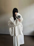 Cloud Stone Fox Thick Warm Bat Sleeve Fur One-Piece Shawl Woman Lazy Smooth And Environmentally Friendly