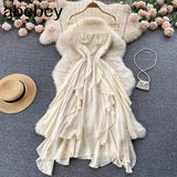 New Summer Dresses Woman Party Night French Elegant Vestido Sexy Gentle Temperament Female Irregular White Chiffon