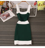 Women Sexy Strapless Contrast Color Sleeveless Spaghetti Strap Beach Knitted Bodycon Vest Mini Dress