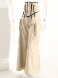 High Waist Shaped Pleated Long Wide Leg Apricot Trousers New Loose Fit Pants Women Fashion Tide Spring Autumn 2023