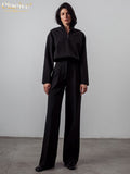 Fashion Straight Pants Set Woman 2 Pieces Casual High Waist Trousers Suits Elegant Shirt Two Piece Pants Set