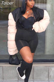 Extra Long Sleeve Zip Up Cropped Puffer Jacket Streetwear 2023 Fashion Women Outwear Stylish Bubble Coats