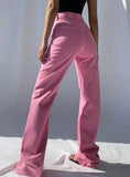 Pink Bottons Ripped High Waist