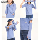 Women Sweaters 2022 Winter with Detachable Long Sleeves O Neck Knitted Pullover Purple Casual Chic