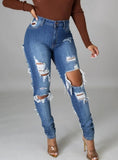 Blue High Waist Ripped