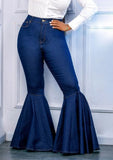Winter Sexy Blue High Waist Slim Flared