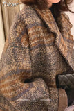 philosophy Winter Korean Overcoat Women Vintage Woolen Loose Coats female Double Breasted Turn-down Collar