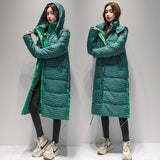 Plaid Down Cotton-Padded Jacket Female Long Style Over The Knee Thick 2024 Winter New Thousand Bird Case Cotton-Padded Jacket Bread Coat-Outfit