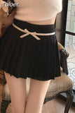 Kawaii Pleated Skirt Shorts Women Coquette Aesthetic Bow Patchwork High Waist Sexy A-line Mini Skirt Preppy Style