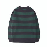 Striped Sweater Autumn Winter Casual Pullovers Vintage Crew Neck Jumper Sueter Mujer Korean Style Ladies Knitted
