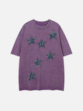 Women's 2023 Street Apparel T-shirt Harajuku Punk Gothic Hip Hop Embroidery Star Patch Wash T-shirt Y2K Loose