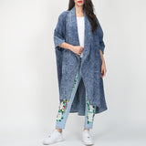 Toloer Ebay Cardigan Denim Trench Coat Women's Fashion Lapel Bat Sleeve Loose Coat Female Tide-Outfit