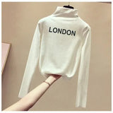 Sweaters Turtleneck 2020 Autumn Winter Tops Sweater Lady Black White Thin Pullover Jumper Knitted Sweater Pull Femme