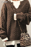 Sweater Women Fashion Chic Pullovers Sweet Basic Casual Loose Long Sleeve V-Neck Knitwear Tops Autumn Winter New