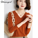 Women's Sweater 2021 White Jumper V Neck Ladies Winter Clothes Women Sweater Knitted Pullovers Sweaters For Women Fashion