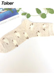 1pair Cute Cartoon Women's Cotton Socks Kawaii Rabbit Sheep Giraffe Pattern Socks Funny Happy Harajuku Female