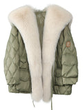 2022 Winter Duck Down Jacket Bat Sleeve Women Oversized Coat Fluffy Faux Fur Warm Parkas Big Fur Women Waterproof