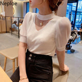 Sweater Women Clothes Puff Sleeve Elegant Ladies Knit Tops Fashion Y2K Halter Sweaters 2023 Fall V Neck Woman