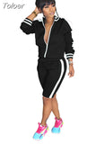 Winter Two Piece Set Tracksuit For Women Long Sleeve Striped Coat And Skinny Pants Sweat Suits Casual Sportswear