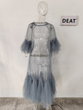 2023 Summer Women's Dress New Fashion Round Neck Loose Gauze Spliced Ruffles Sleeve Ankle-length Dresses Female