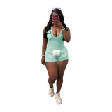 Toloer Women's New Casual Water-Washed One-Piece Shorts-Outfit