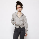 Grunge Zip-up Hoodies Harajuku Vintage Double Zipper Jacket Korean Fashion Short Sweatshirt Japanese Streetwear Y2k