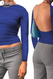 Backless T-shirt Women Casual 2023 Summer O Neck Y2K Crop Tops Short Sleeve Streetwear Fit Slim Base Tees Female T