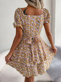 Sweetheart Neck Flounce Sleeve Mini