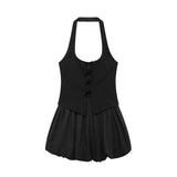 The Autumn Of 2025, The New Women's Sleeveless Body-Free Sexy Bare Back Hanging Neck Fluffy