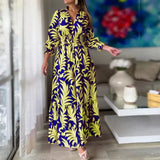 For Women 2023 Autumn And Winter Long Swing Dress Bohemian Floral Print Long Sleeve Robe Longue Femme Party Maxi