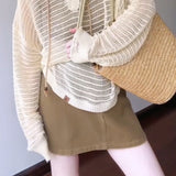 Temperament Spring A Complete Set Of Hollow Straps With V-Tneck Shirt Vest Super Good-Looking Thin Half-Dress Skirt Three-Piece