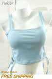 Cotton Camis Women With Bra Pad Drawstring Y2K Crop Tops Sports Tank Tops Backless For Women Camisole New