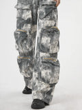 Fashion Women's Camouflage Jeans High Waist Multi Pocket Loose Spice Girl Street Denim Cargo Pants Spring 2023 New