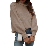 Solid-Color Knitted Shirt Women's High-Collar Women's New High-Collar Sweater In Autumn And Winter