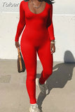 Skinny Yoga Jumpsuit Solid Color Long Sleeves Ribbed Bodysuit Casual Gym Fitness Running One Piece Overalls