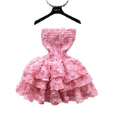 Sweet Atmosphere Feel Bra Dress Women Summer Three-Dimensional Flowers Small Hot Babes Ponmp Short