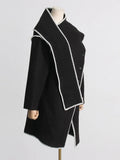 Toloer 2024 New Temperament Commuting Wind Irregular Shawl Type Single Breasted Loose Trench Coat Female Medium Long Coat-Outfit