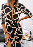 Casual Print Button Up Basic Office