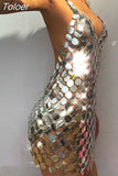 Sexy Fashion Women's Dress New V-neck Sequined Hollow Sespender Colorful Tassel Mini Dresses Female Summer 2023