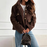 Collar Button Decorating Cashmeat Jacket In Autumn