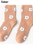 1pair Cute Cartoon Women's Cotton Socks Kawaii Rabbit Sheep Giraffe Pattern Socks Funny Happy Harajuku Female